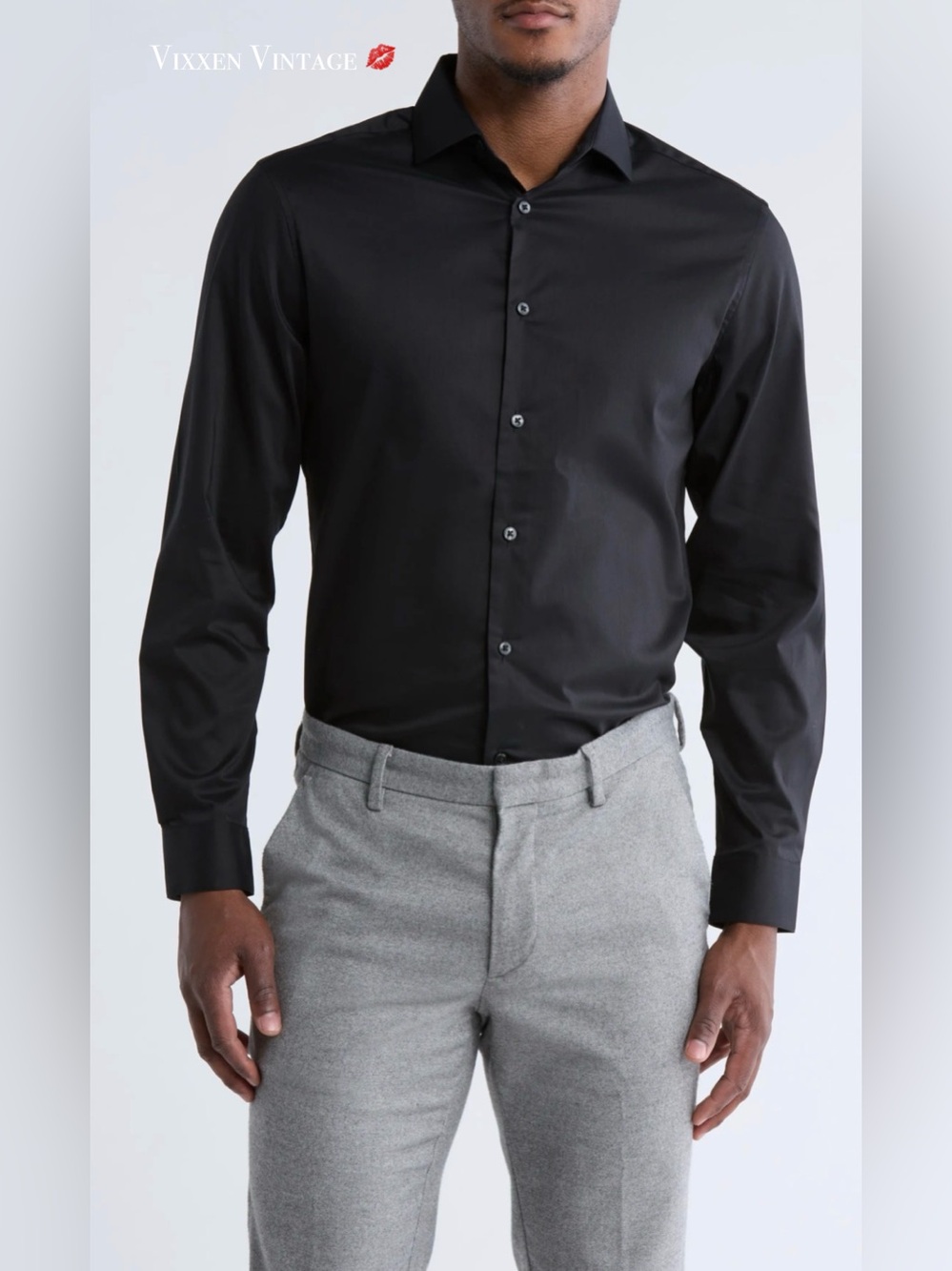 CALVIN KLEIN 'LASTING COLOR SLIM FIT DRESS SHIRT' IN BLACK